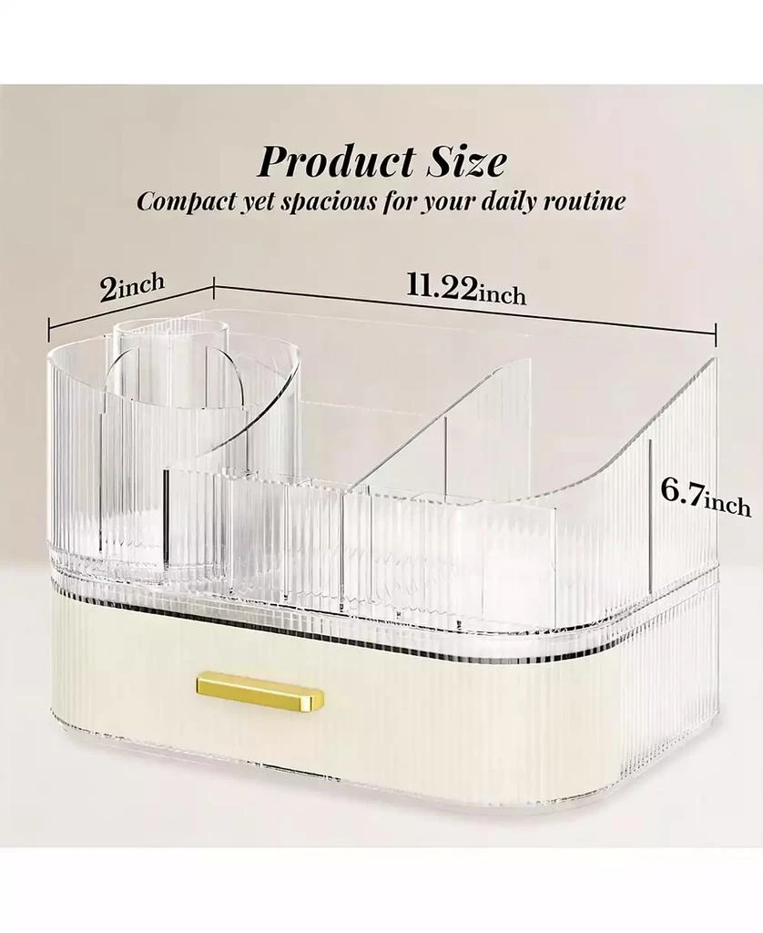 YIGII Large Capacity Makeup Organizer with 360° Silent Rotation 
Stackable Drawers 3