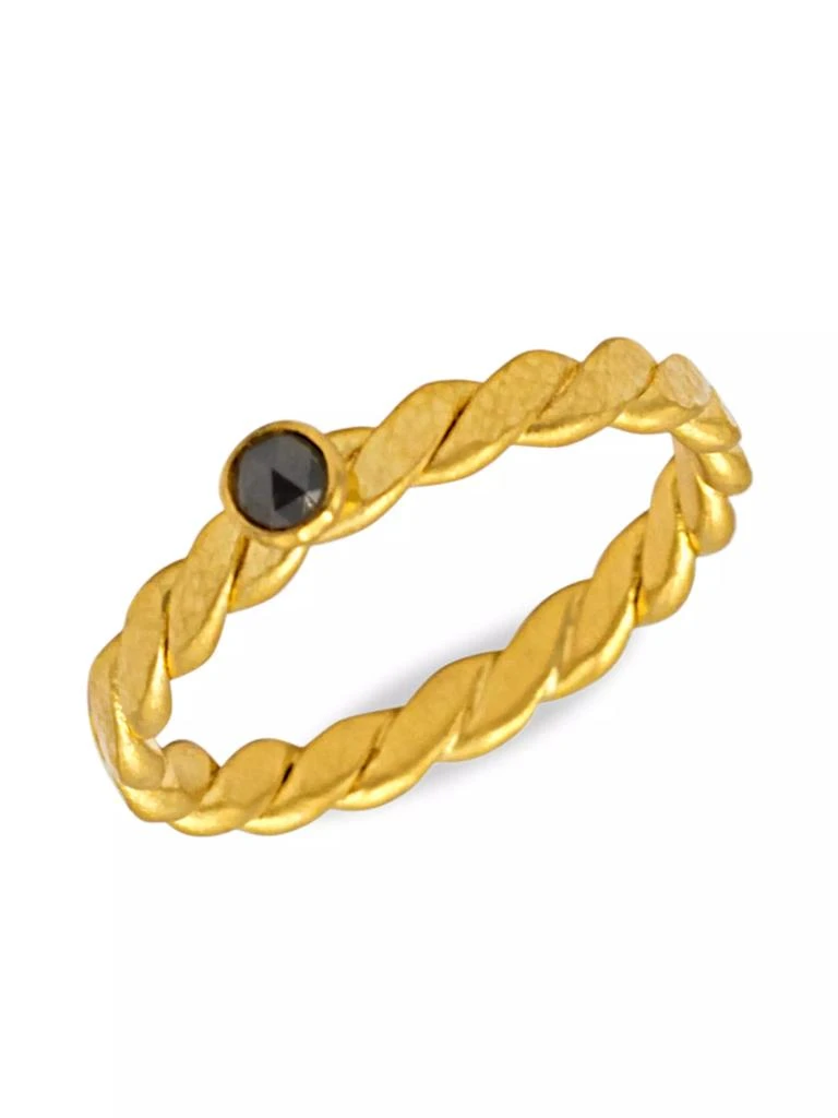 Gurhan 22K & 24K Yellow Gold & Black Diamond Twist Stacking Ring 1