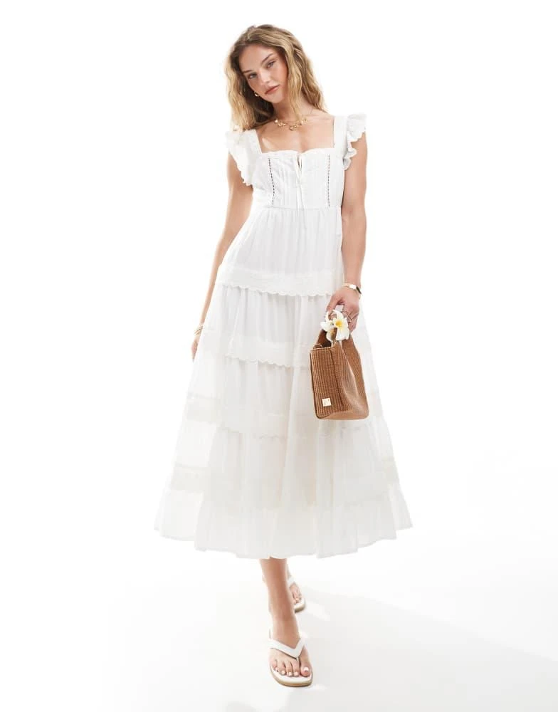 knee length dresses for ladies Ester Tiered Linen Midi Dress  Shop American Threads Online Boutique