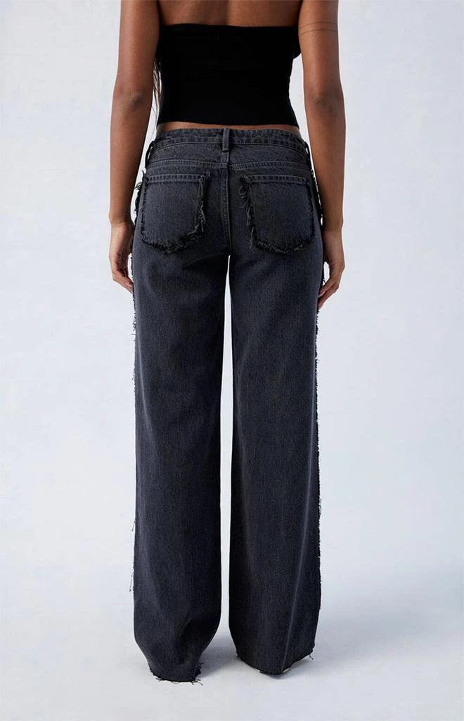 PacSun Black Frayed Wren Low Rise Wide Leg Jeans 4