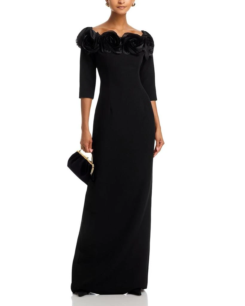 white christmas dresses Teri Jon Cut Away Criss Cross Gown- Gold
