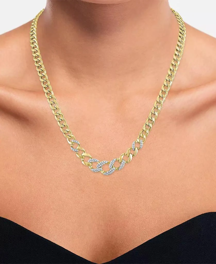 Macy's Diamond Cuban Link 18" Chain Necklace (1/3 ct. t.w.) in 14k Gold-Plated Sterling Silver 2