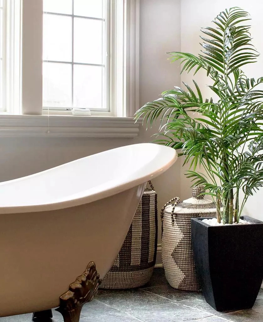 NEARLY NATURAL 4.5
 Areca Palm UV-Resistant Indoor/Outdoor Artificial Tree in Black-Washed Planter 10