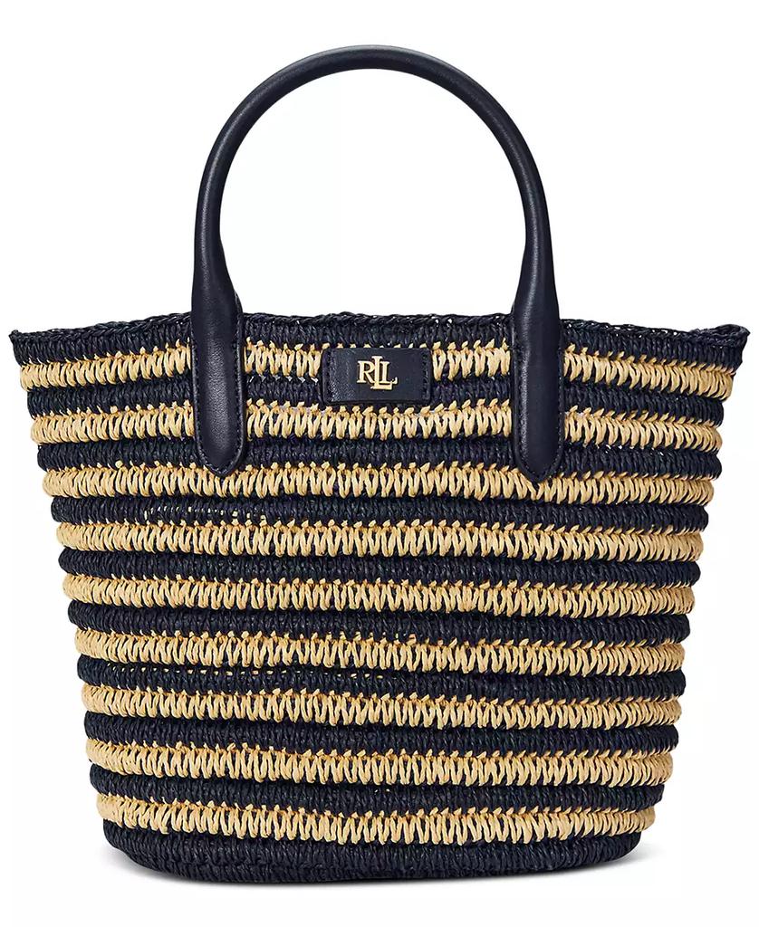 LAUREN RALPH LAUREN★STRIPED STRAW LARGE BRIE トート 関送込 Leather-Trim Straw Large Brie Tote Bag | Ralph Lauren
