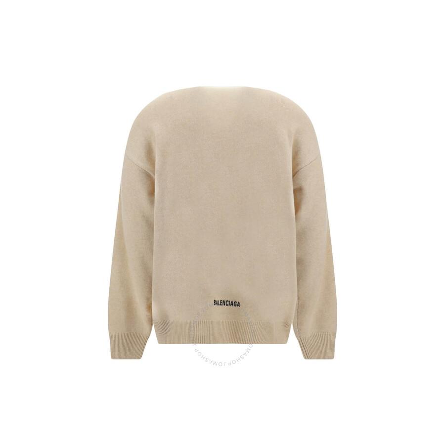 Balenciaga Beige Logo Cashmere Sweater