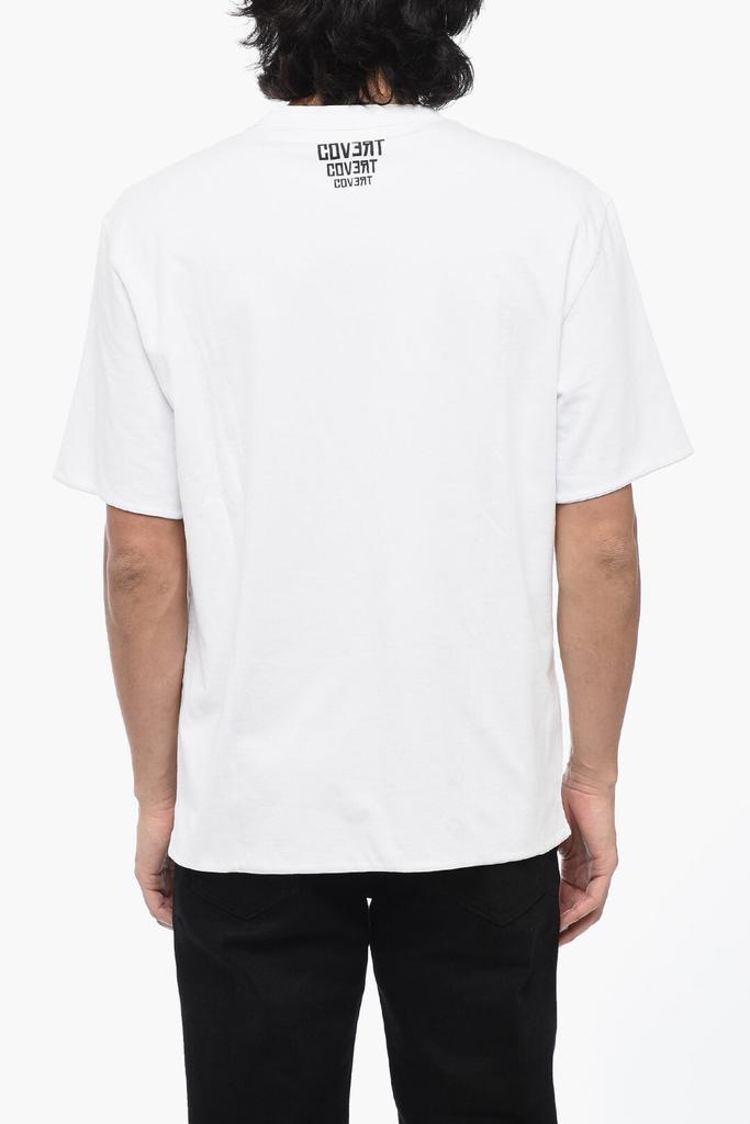 COVERT Solid Color Crew-neck T-Shirt with Contrasting Logo