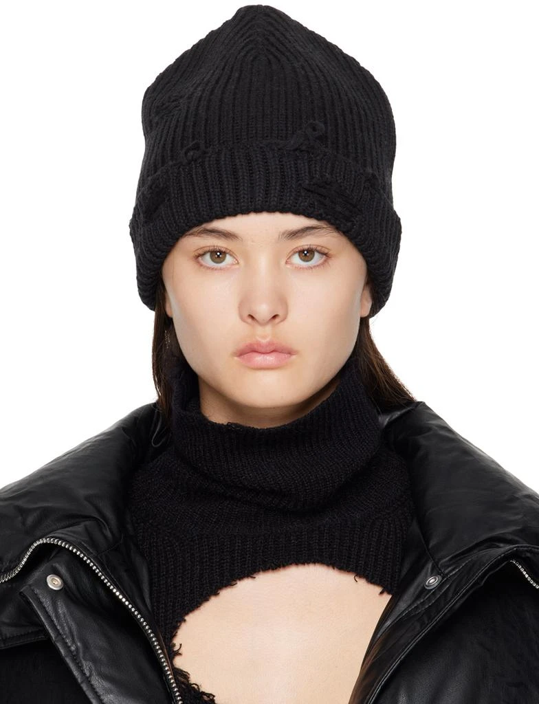 MM6 Black Distressed Beanie 1