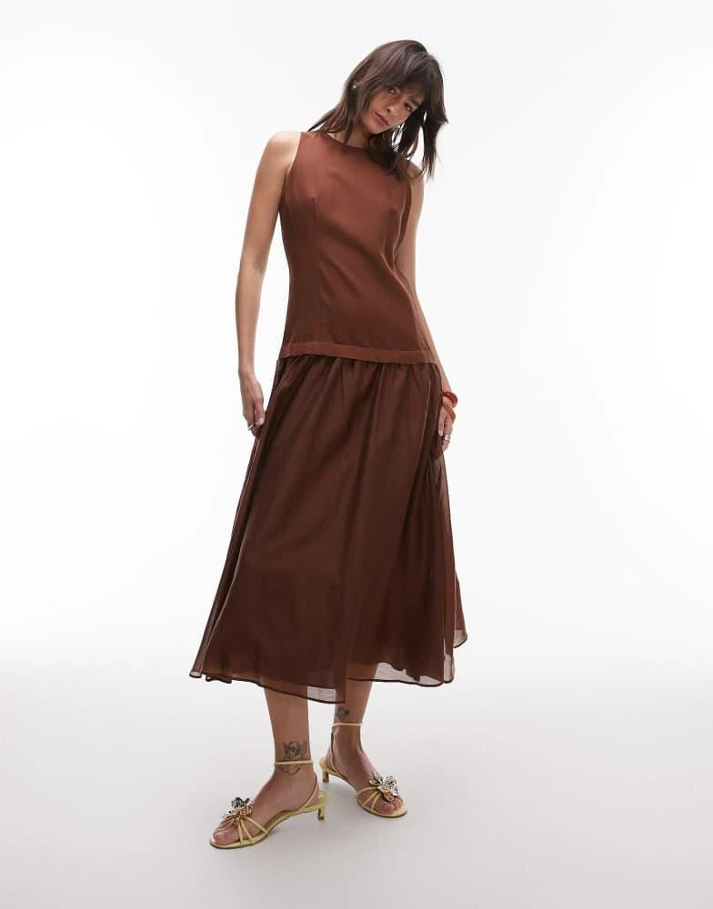green emerald velvet dress Chestnut Drop Waist Maxi Dress Brown