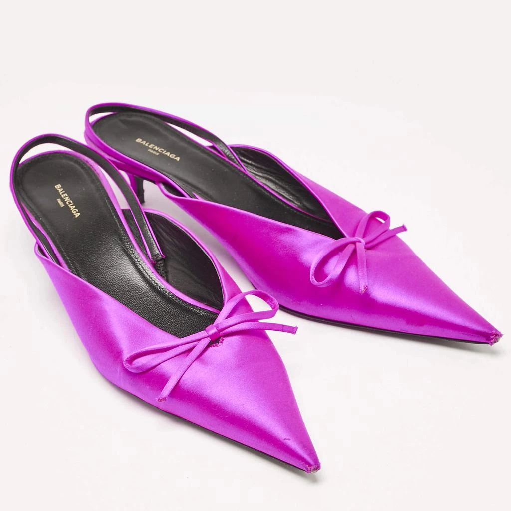 Balenciaga Balenciaga Magenta Satin Knife Bow Slingback Pumps Size 41 4