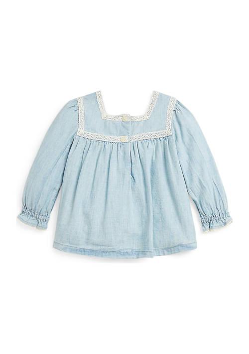 Ralph Lauren Baby Girls Chambray Top & Ribbed Leggings Set