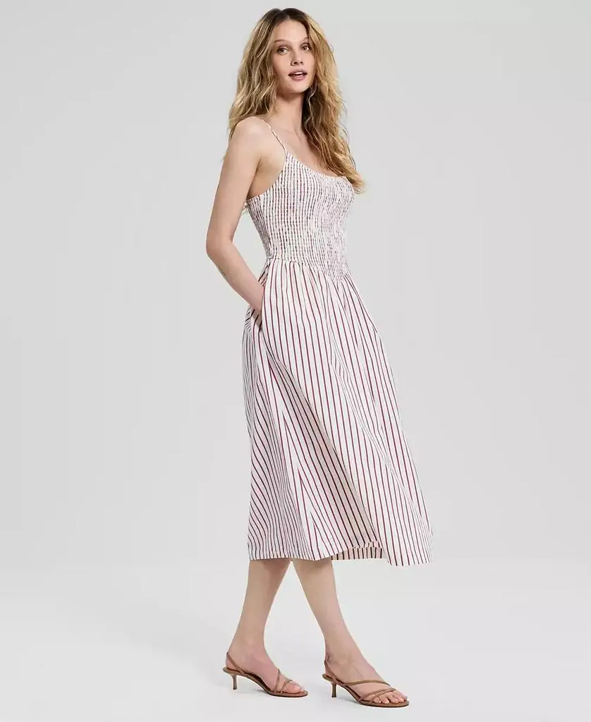 And Now This Women's Scoop-Neck Smocked Cotton Midi Dress, Macy's Exclusive 3