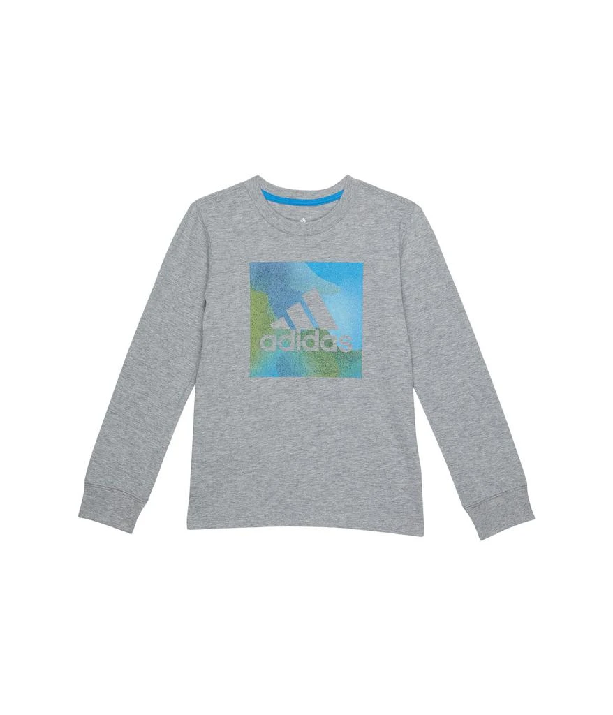 adidas Kids Gradient Camo Badge Of Sport Heather Long Sleeve Tee (Toddler/Little Kids) 1