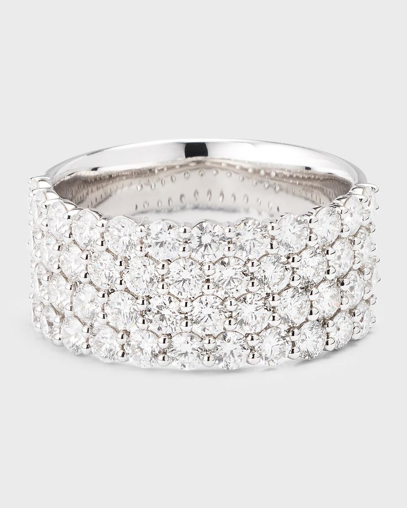 Memoire 18K White Gold Paramount Diamond 4 Row Band, Size 8, 2.85tcw