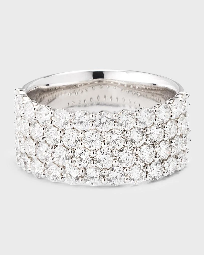 Memoire 18K White Gold Paramount Diamond 4 Row Band, Size 8, 2.85tcw 1