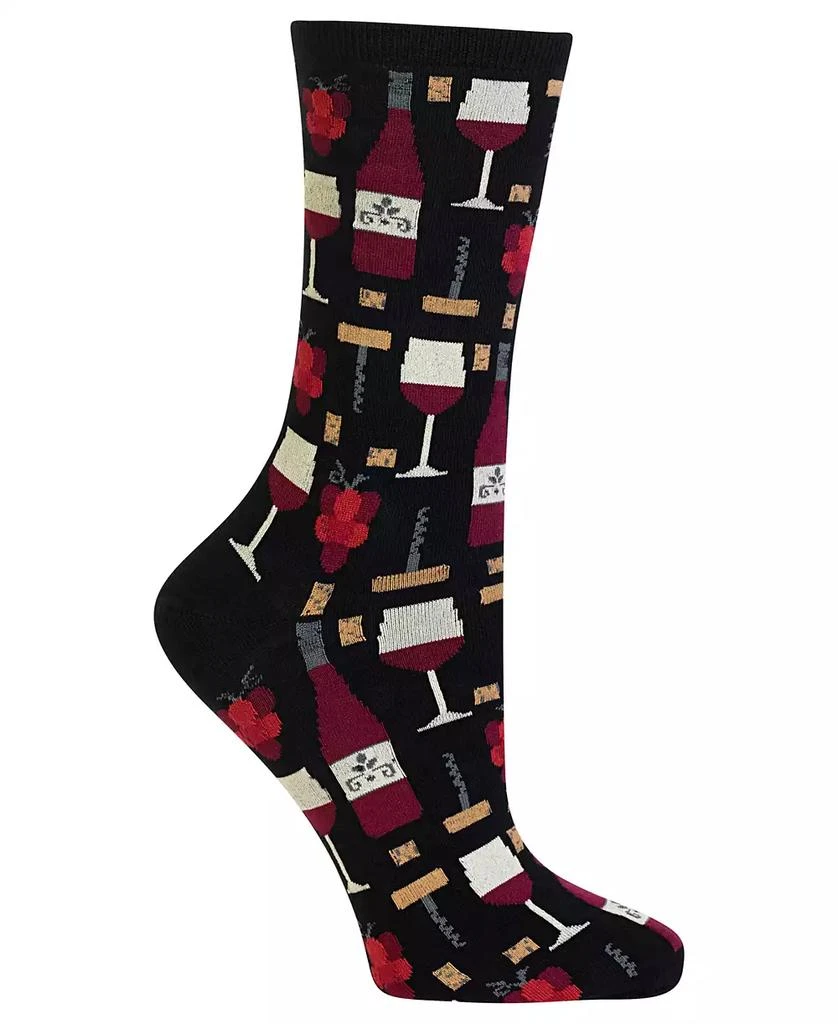 Hot Sox Women's  Wine Print Fashion Crew Socks 1