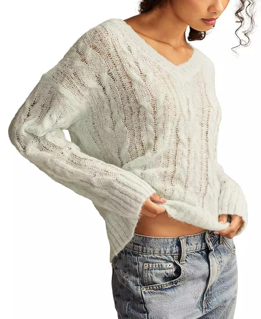 Lucky Brand Women's Cable-Knit Mohair V-Neck Sweater 3