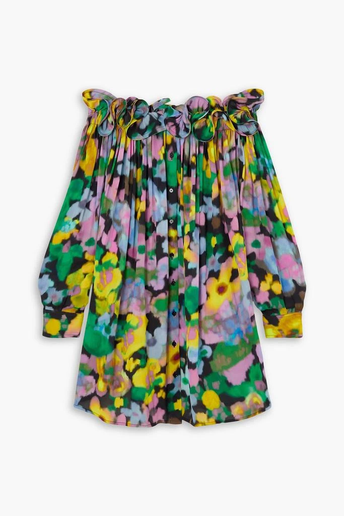 AZ FACTORY + Lutz Huelle Theodora off-the-shoulder floral-print crepe de chine mini dress 1