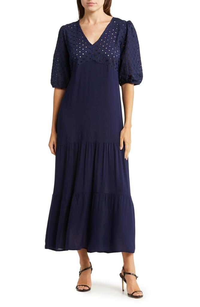 BOHO ME Tiered Short Sleeve Maxi Dress