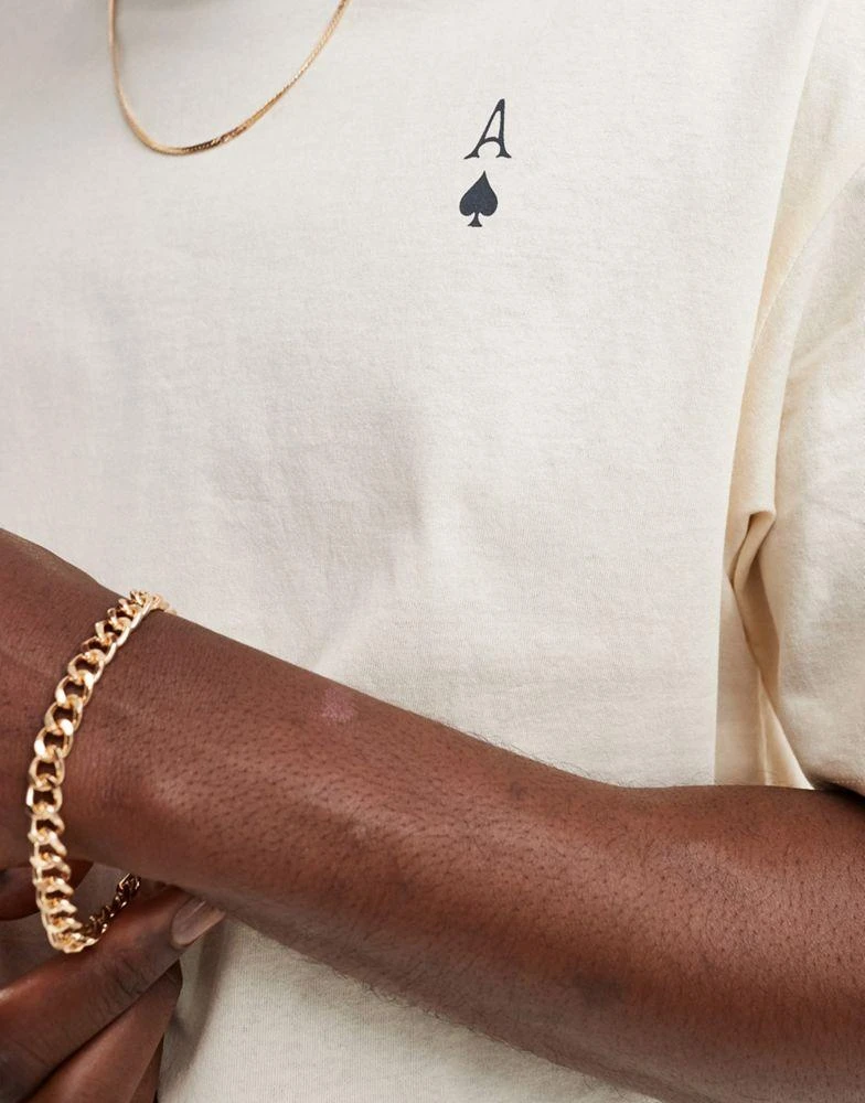 ADPT ADPT oversized t-shirt with ace of spades back print in cream 3