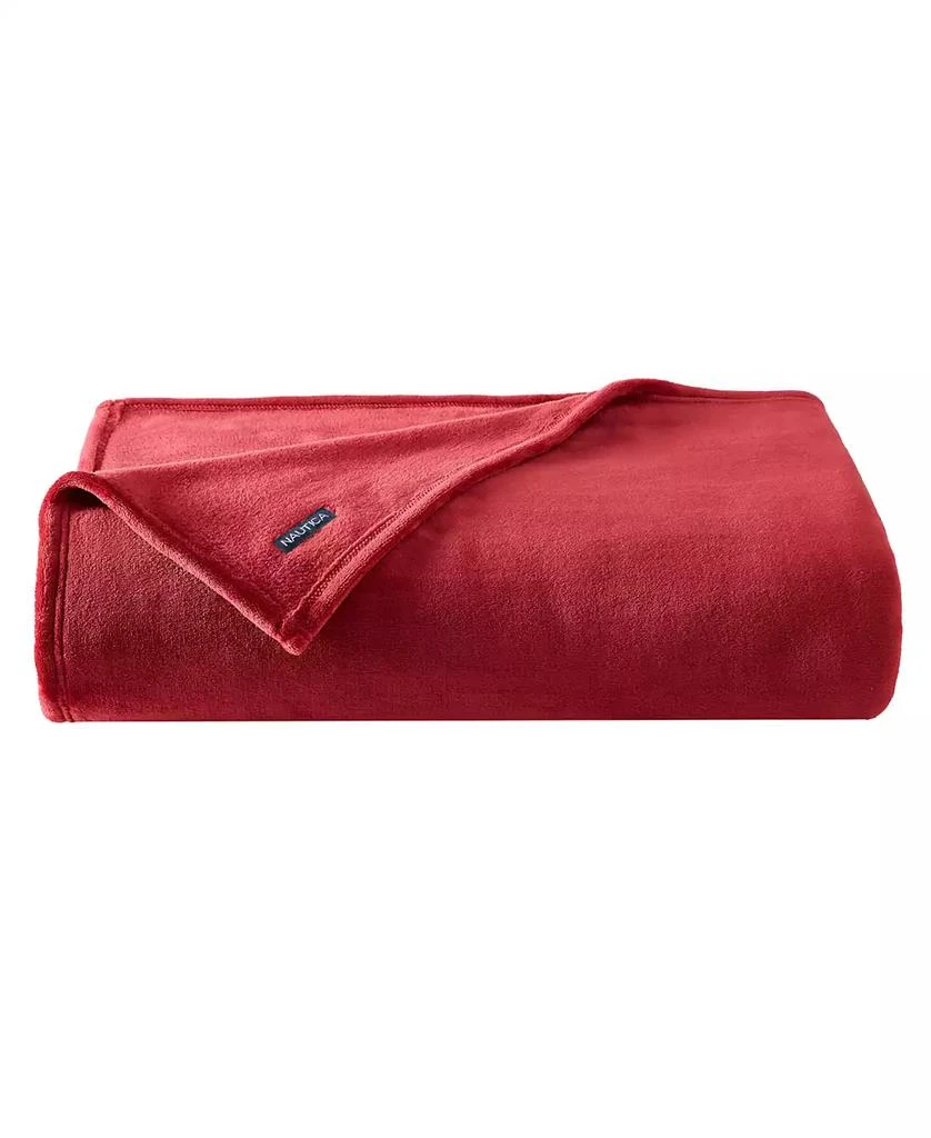Nautica Solid Ultra Soft Plush Fleece Blanket 2