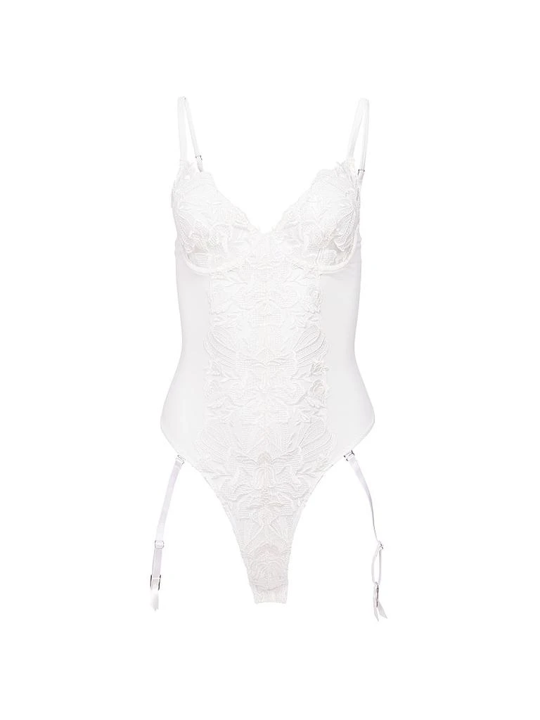 Fleur du Mal Floral Bow Embroidered Bodysuit 1