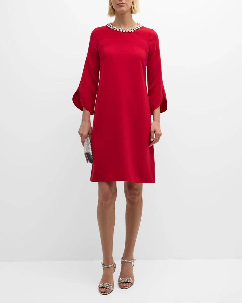 Crystal-Embellished Crepe Midi Shift Dress – On Sale Now with Up to 40% Off 