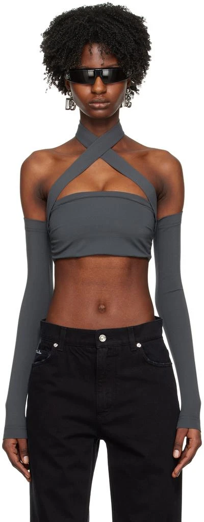 Dolce & Gabbana Gray Kim Kardashian Edition Off-The-Shoulder Top 1