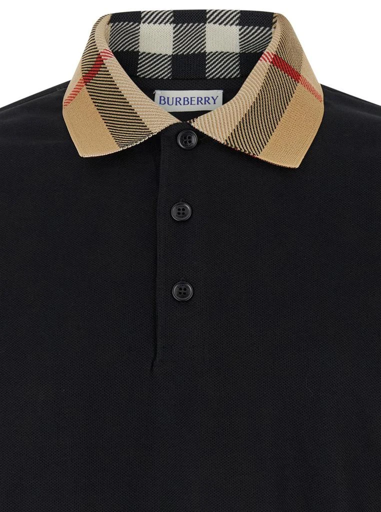 Burberry Burberry Check Detailed Long Sleeved Polo Shirt 3