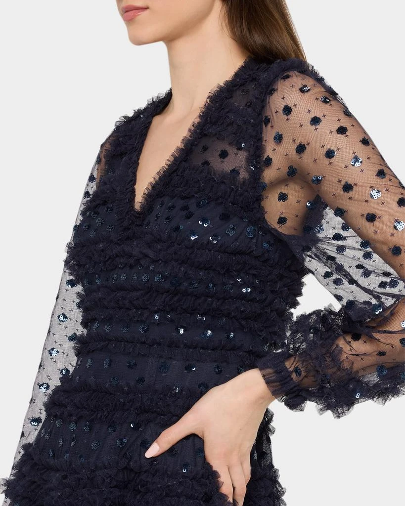 Needle & Thread Vivian Tiered Ruffle-Trim Sequin Ankle Gown 5