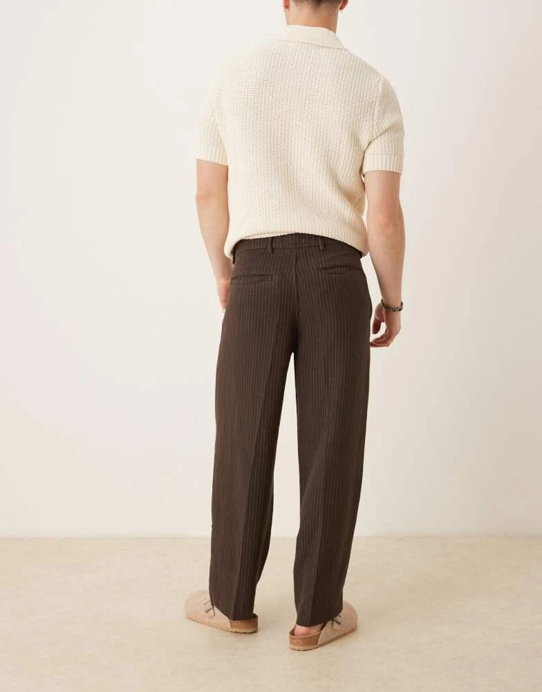 Abercrombie & Fitch Abercrombie & Fitch baggy pinstripe trouser in brown 3