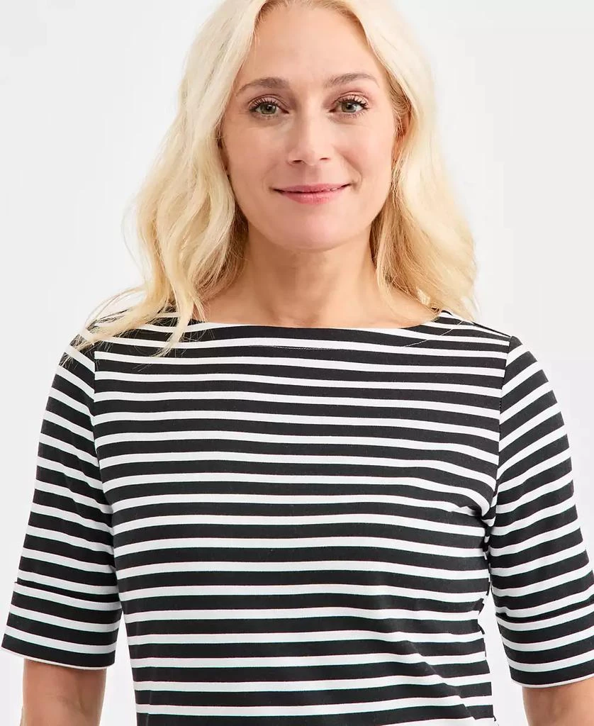 Style & Co Petite Elbow-Sleeve Washed Stripe Knit Top 2