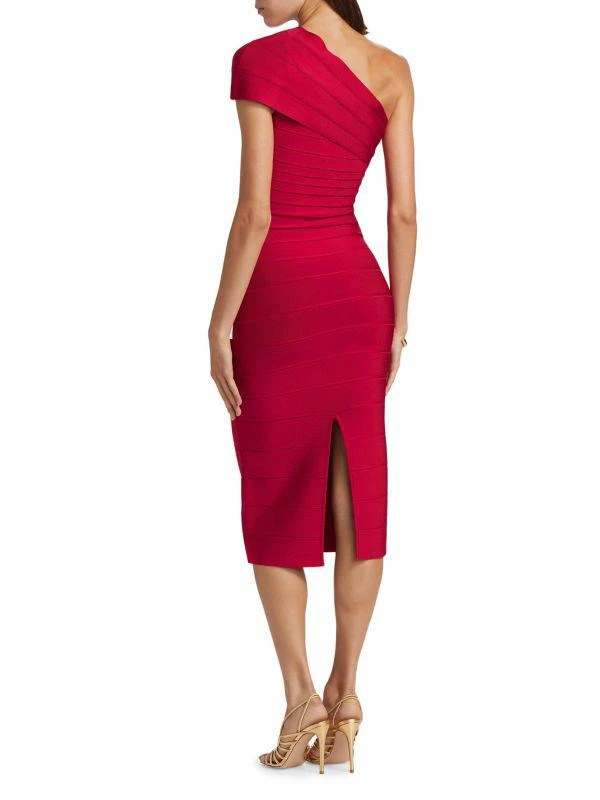Herve Leger Icon Bandage One Shoulder Midi Dress 2