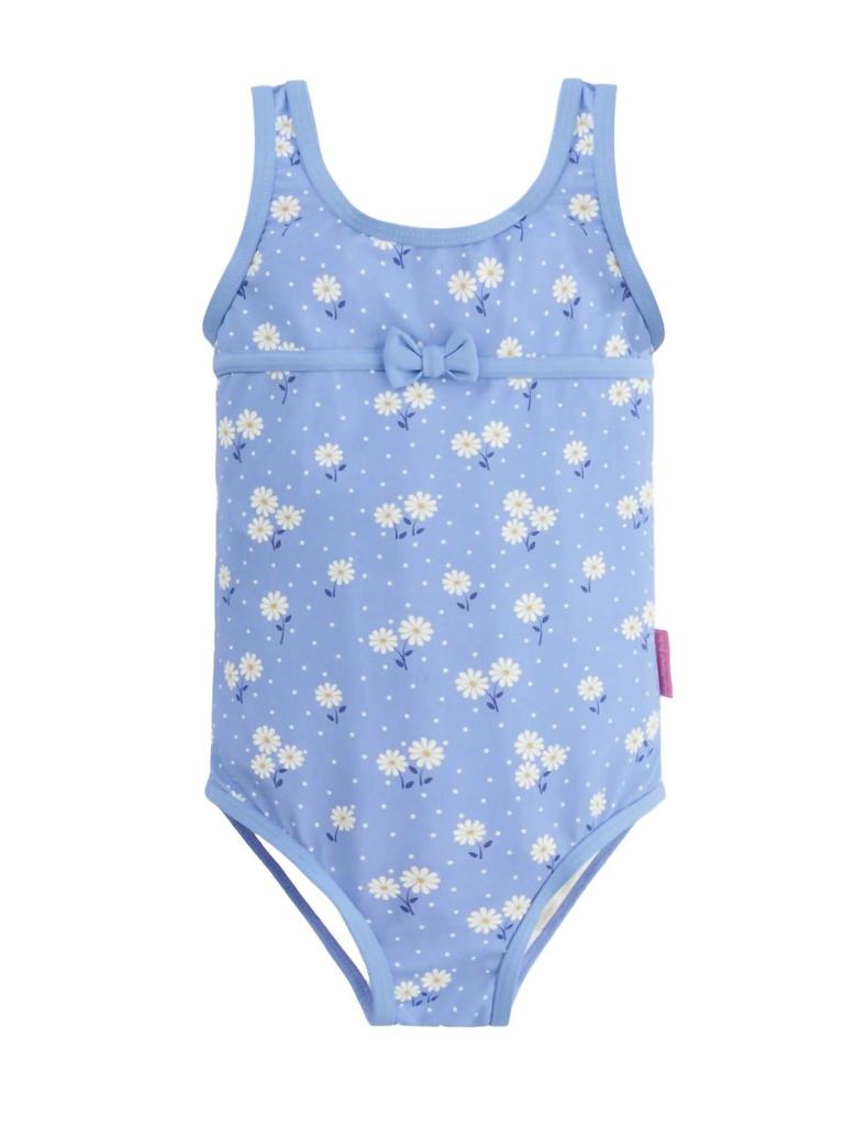 JoJo Maman Bébé Girls Swimsuit In Daisy Blue