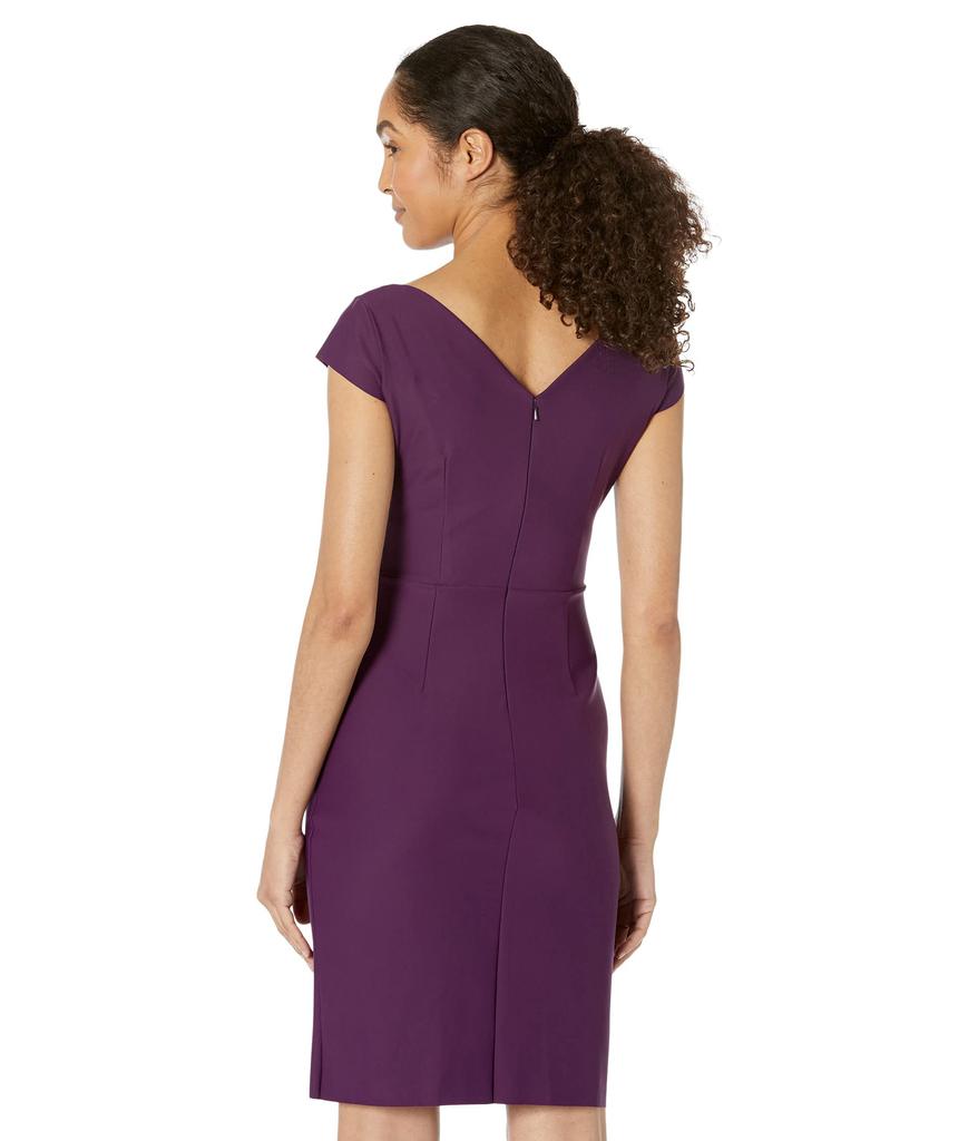 Alex Evenings Short Sheath Dress with Surplice Neckline and Cascade Skirt Detail