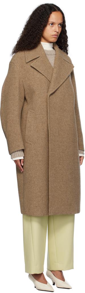 Brown Sponge Wool Melton Double-Breasted Coat – On Sale Now with