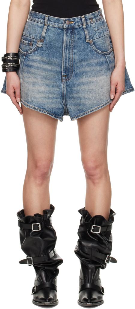 R13 Blue Straight Double Loop Venti Denim Shorts