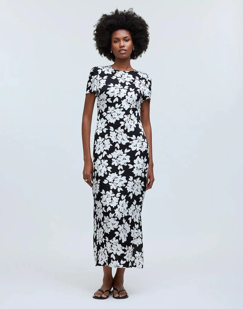 Madewell Maxi T-Shirt Dress in Floral Hammered Satin 1