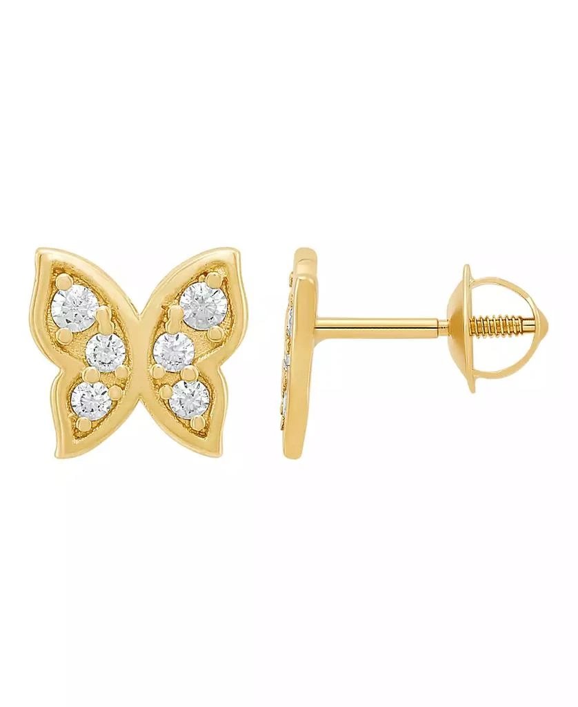 Macy's Children's White Cubic Zirconia Butterfly Earrings in 14k Yellow Gold 3