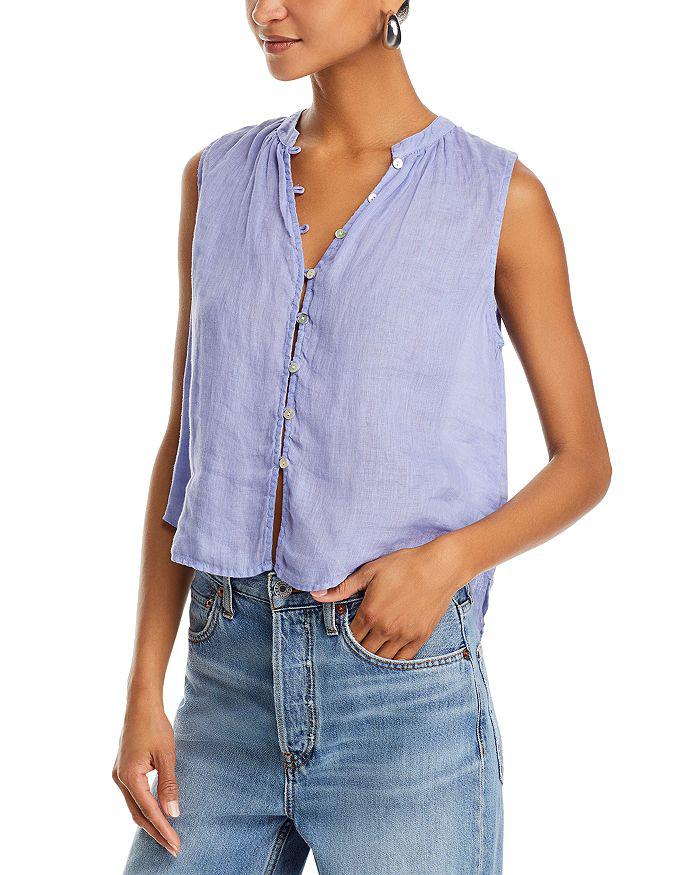 Bella Dahl Linen Shirred Sleeveless Shirt