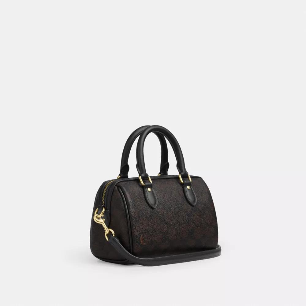 Coach Boxed Mini Rowan Crossbody Bag And Mirror Bag Charm Set In Signature Canvas