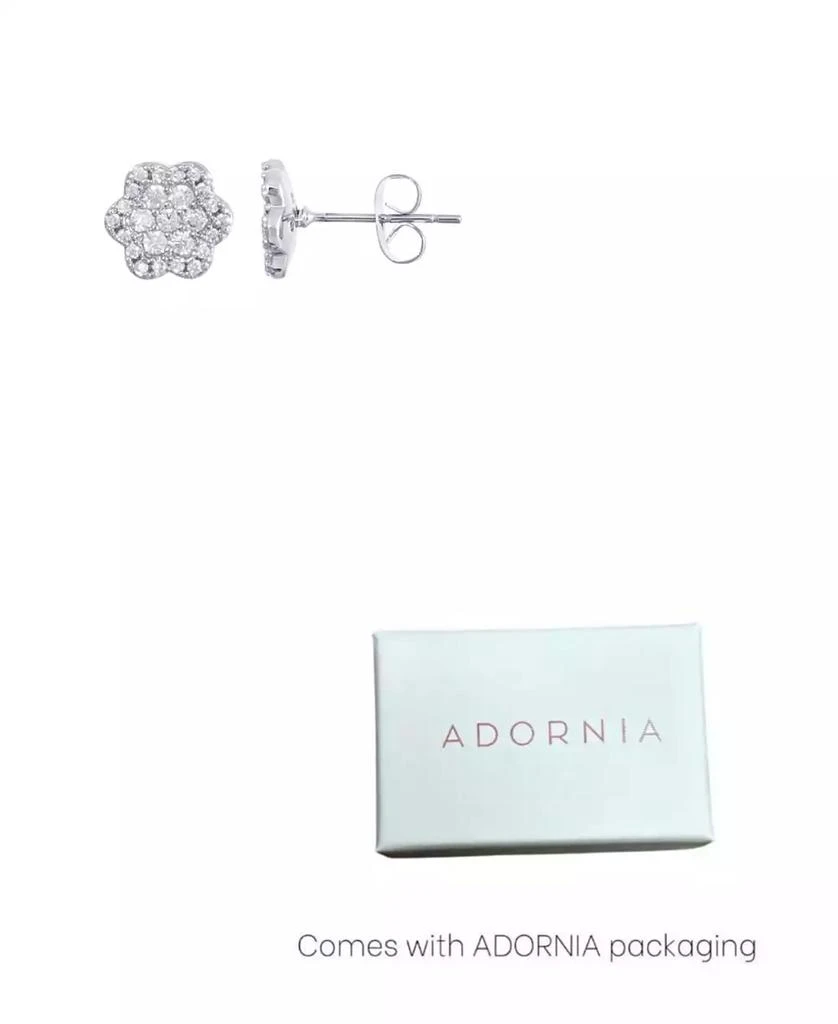 ADORNIA Silver CZ Flower Halo Stud Earrings 3