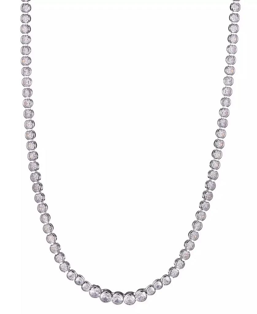 ADORNIA Silver Crystal Bezeled Tennis Necklace