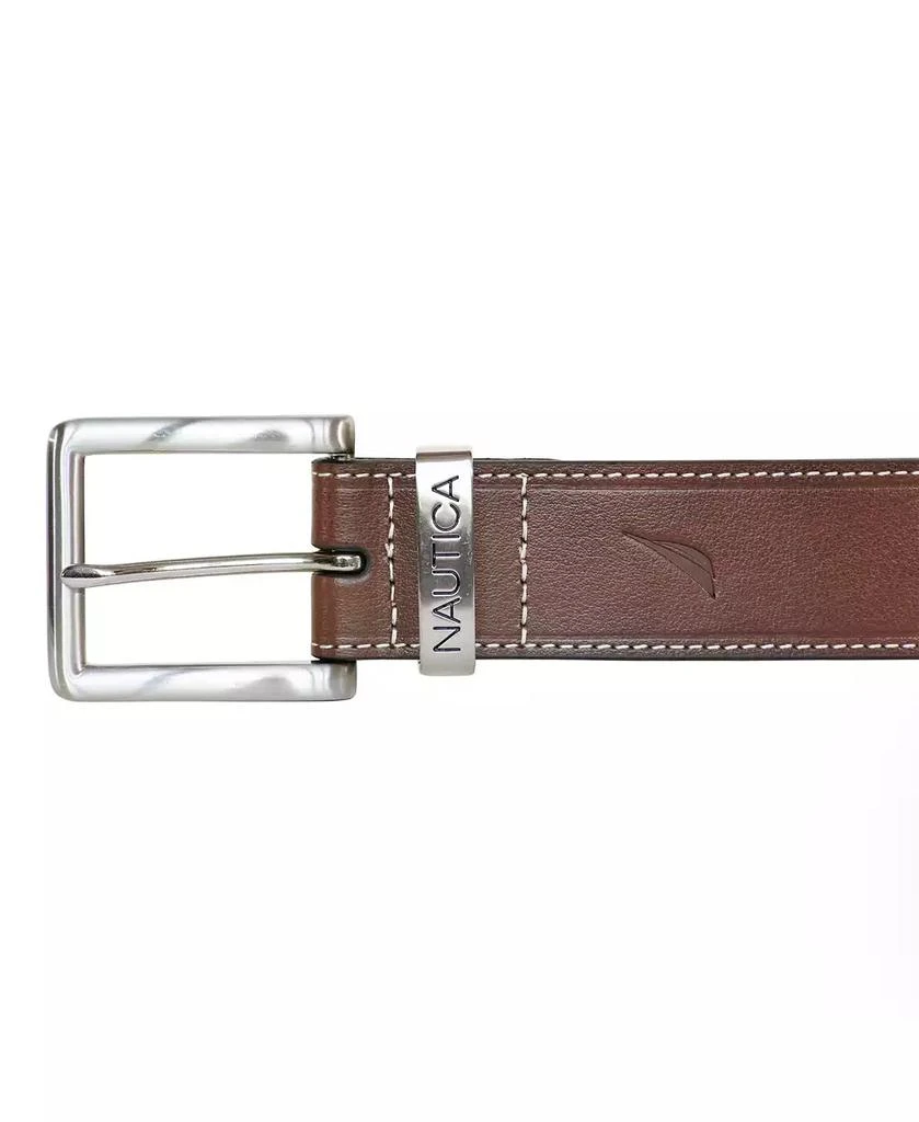 Nautica Men's Leather Jean Belt with Signature Engraved Keeper 3