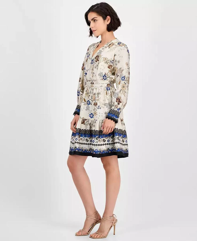 Anne Klein Women's Printed Long-Sleeve Fit & Flare Dress 2