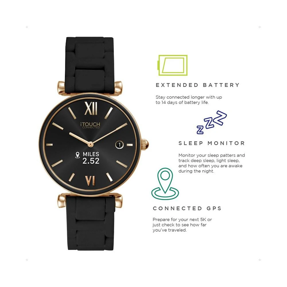 iTouch Connected Women's Hybrid Smartwatch Fitness Tracker: Gold Case with Black Metal Strap 38mm 5