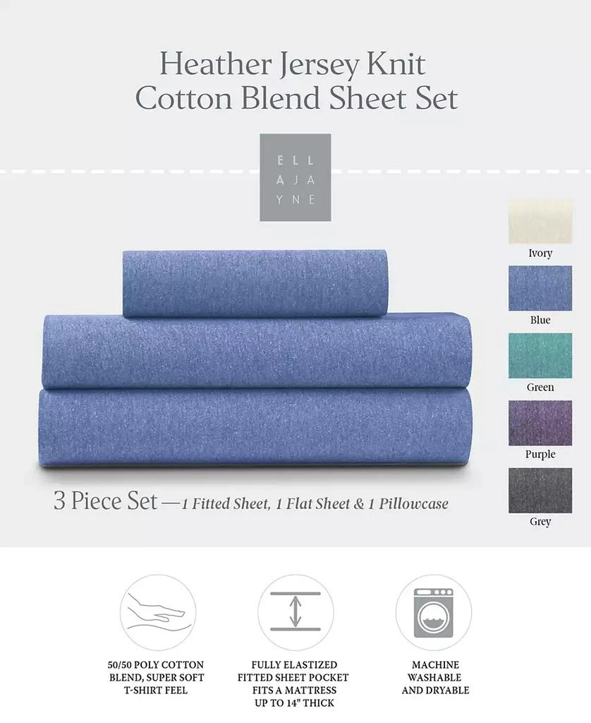 Ella Jayne Soft Heather Jersey Knit 3-Pc. Sheet Set, Twin 3