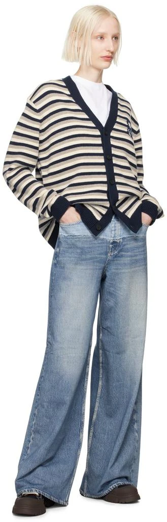 Maison Kitsune Navy & White Fox Head Comfort Cardigan 4
