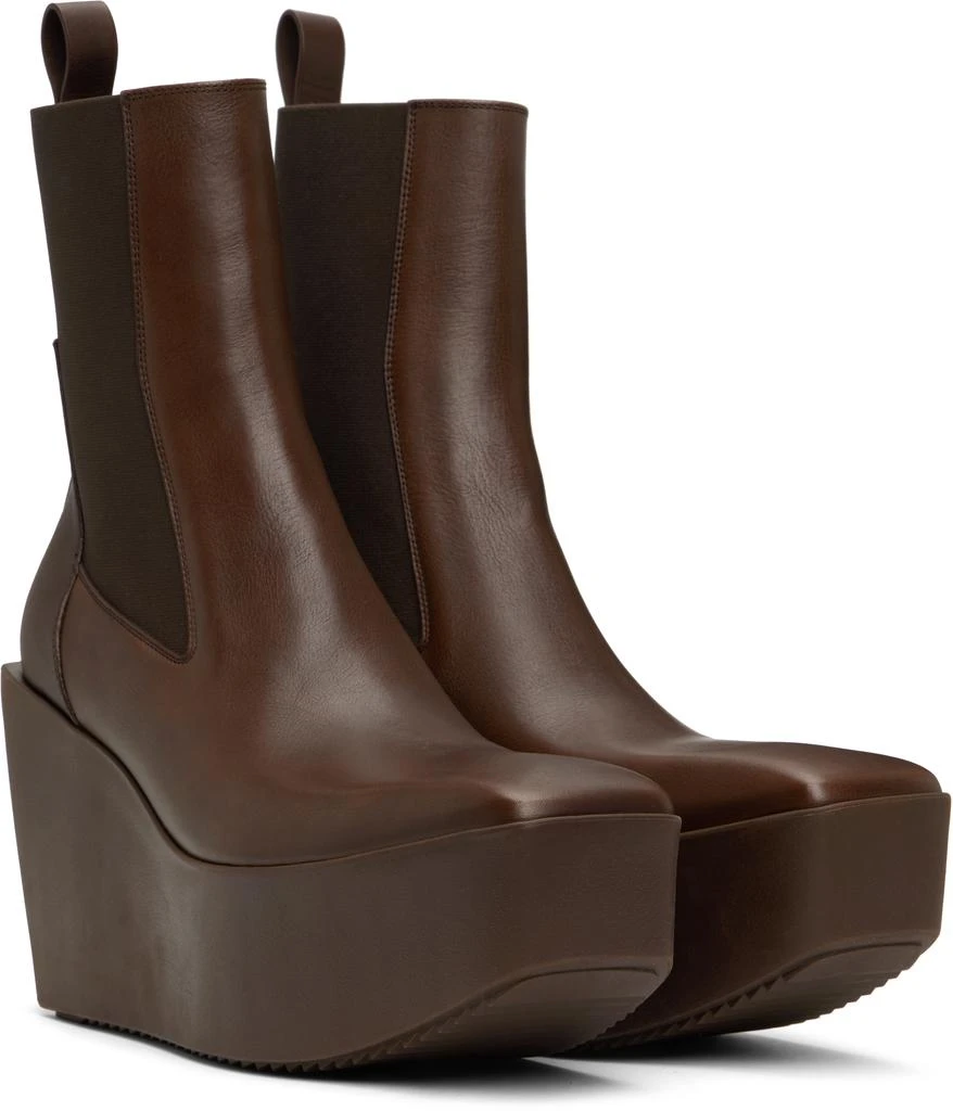 Rick Owens Brown Hollywood Sliver Platform Beatles Chelsea Boots 4