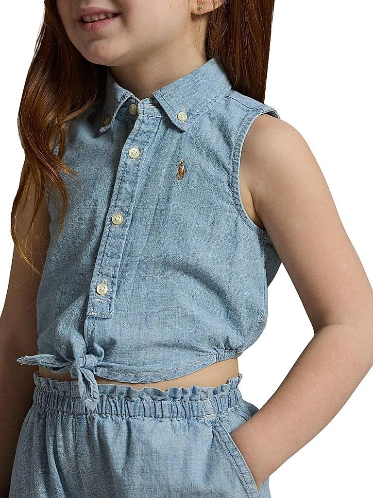 Ralph Lauren Little Girl's & Girl's 2-Piece Chambray Shirt & Pants Set 5