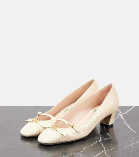 Valentino Bowow 45 croc-effect leather pumps 4